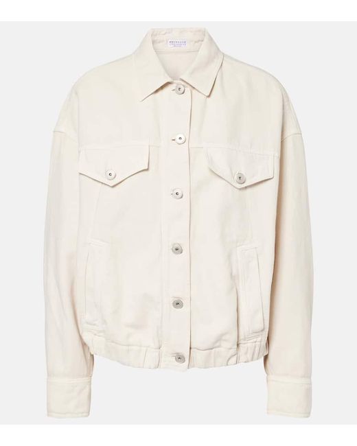 Brunello Cucinelli Natural Jacke Monili Aus Baumwolle Und Leinen