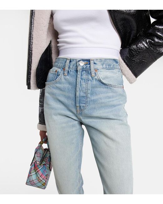 Re/done Blue High-Rise Bootcut Jeans