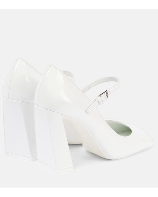 AMINA MUADDI White Charlotte 95 Patent Leather Mary Jane Pumps