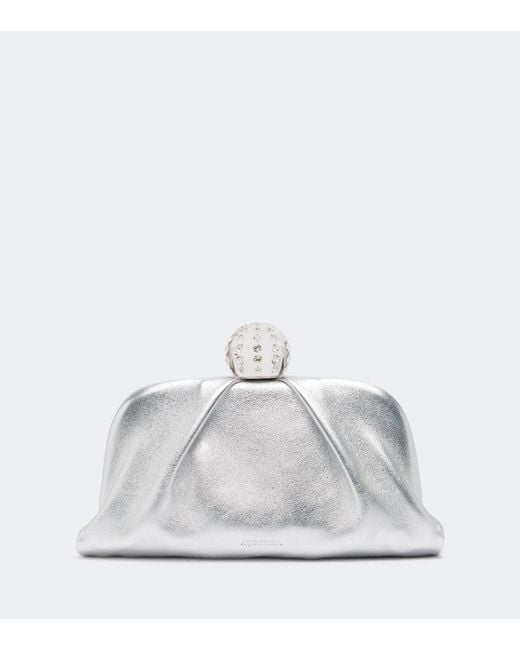 Aquazzura White Tequila Embellished Canvas Clutch