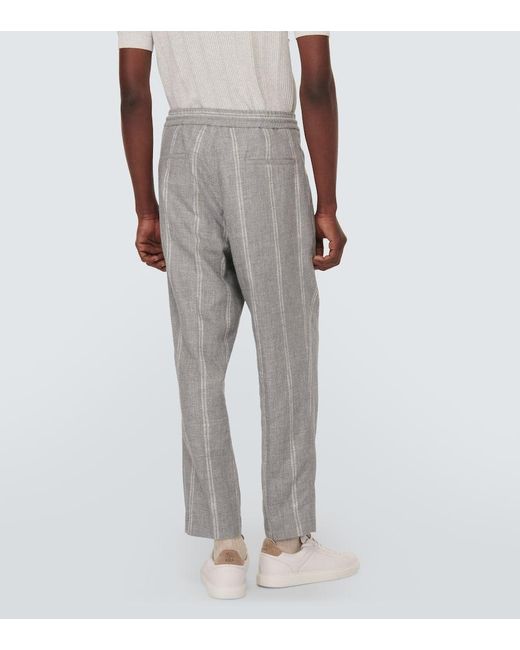 Pantalones rectos de mezcla de lana y lino Brunello Cucinelli de hombre de color Gray