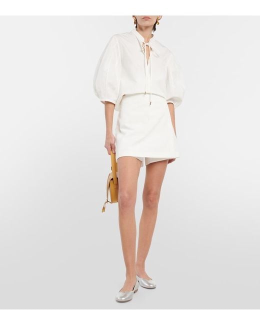 Chloé White High-Rise Cotton Skort