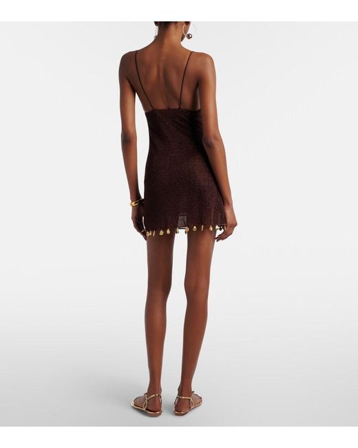 Oseree Brown Lumiere Cutout Minidress