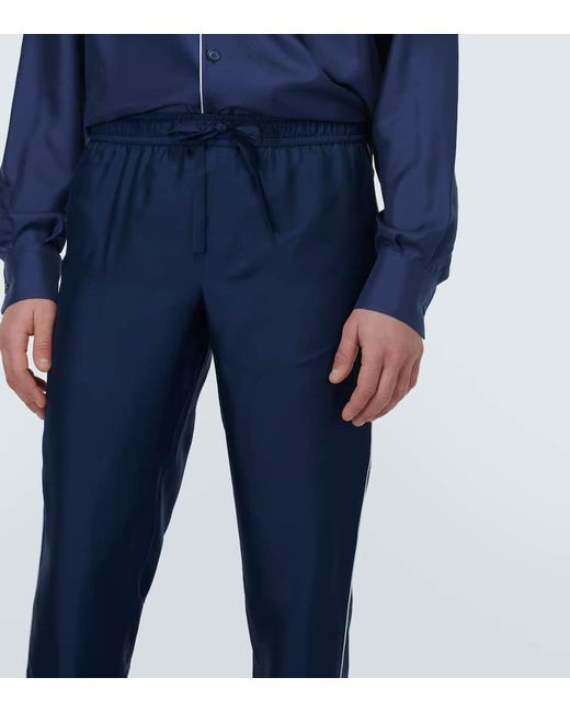 Pantaloni pigiama in seta di Dolce & Gabbana in Blue da Uomo