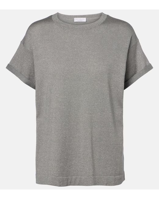 Brunello Cucinelli Gray Cashmere And Silk-Blend T-Shirt