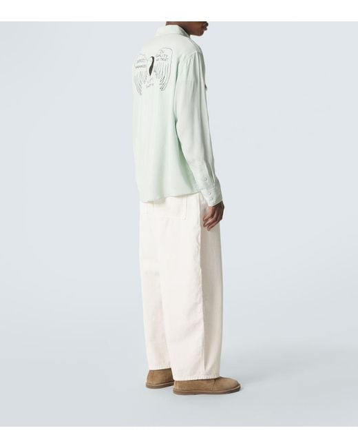 Visvim Green Four Corners Printed Canvas Shirt for men