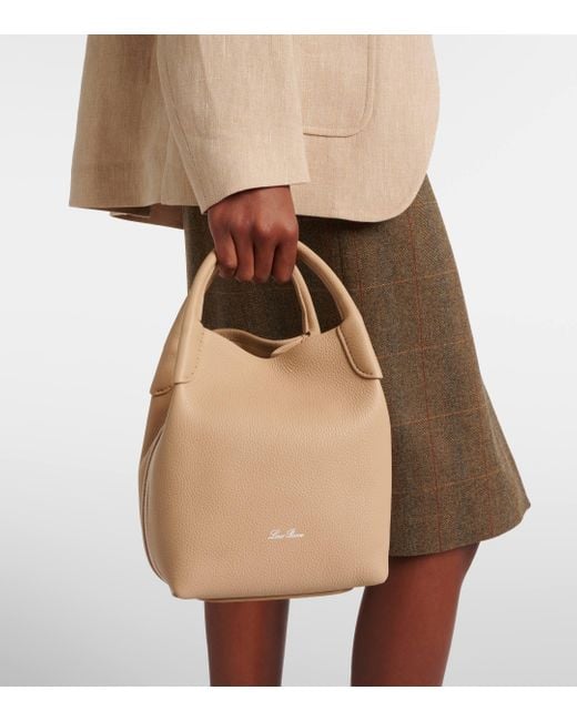 Loro Piana Natural Bale Small Leather Tote Bag