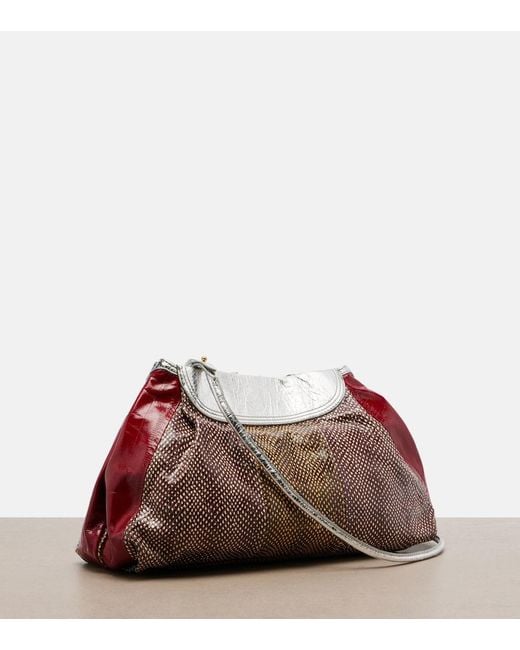 Dries Van Noten Red Blossom Small Patent Leather Crossbody Bag