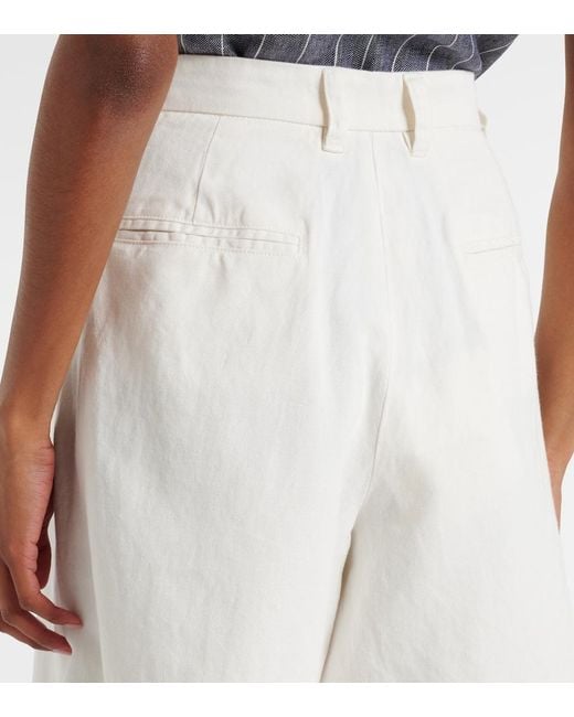 Max Mara White Sole Cotton And Linen Bermuda Shorts