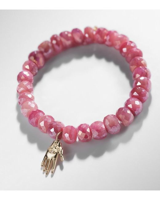 Sydney Evan Pink 14Kt Bracelet With Moonstones And Diamonds