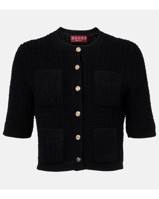 Gucci Black Cropped-Cardigan Aus Einem Baumwollgemisch