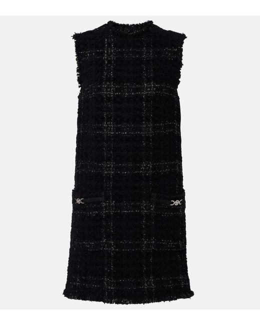Versace Black Medusa '95 Cotton-Blend Tweed Minidress
