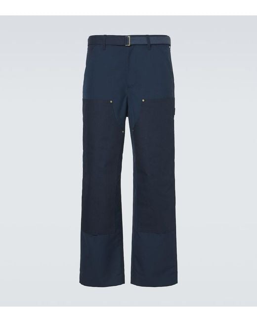 Sacai Blue Belted Wide-Leg Pants for men