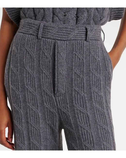 Lisa Yang Gray Weite Low-Rise-Hose Ebba Aus Kaschmir