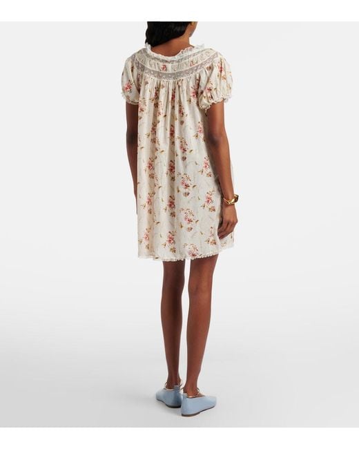 Doen Natural Minikleid Daphne Aus Baumwollpopeline Mit Spitze