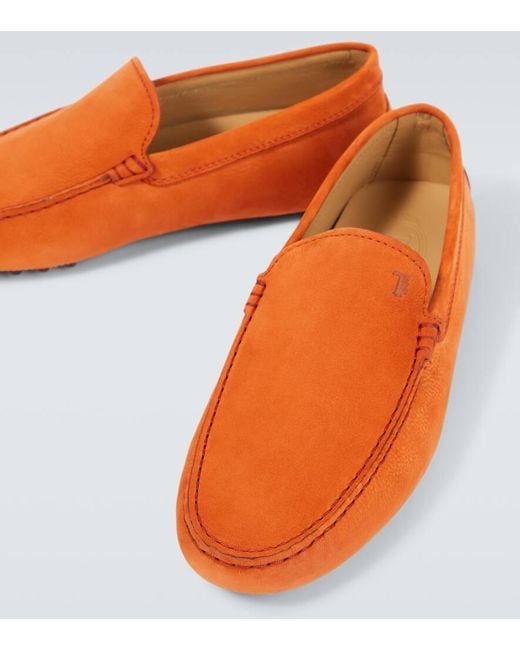 Tod's Orange Gommino Leather Driving Shoes for men