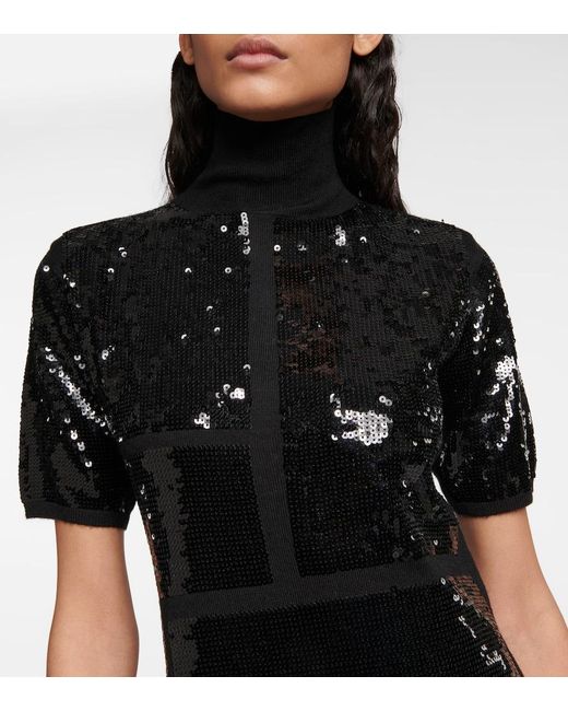 Joseph Black Sequined Wool-Blend Minidress