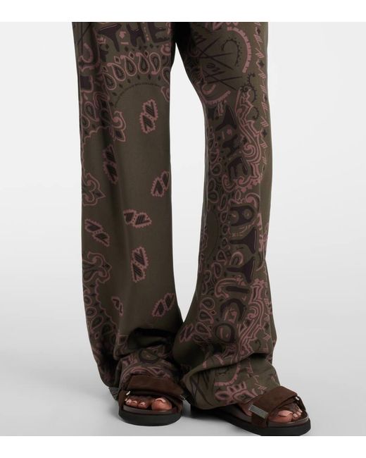 The Attico Brown Printed Low-Rise Wide-Leg Pants