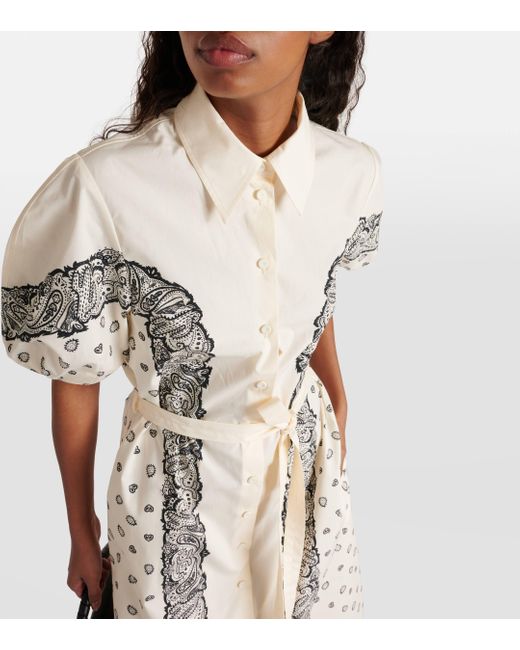 Chloé White Printed Cotton Poplin Shirt Dress