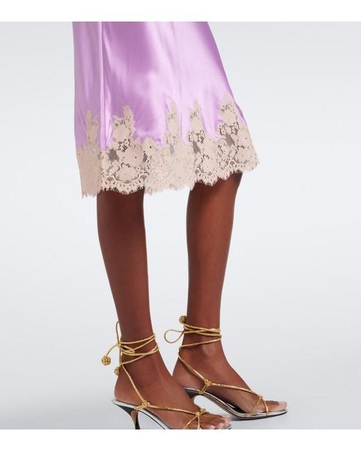 Doen Purple Elowette Lace-Trimmed Silk Slip Skirt