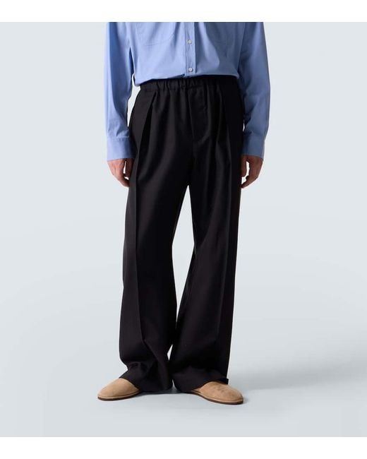 Plan C Wool Wide-Leg Pants in Black for Men | Lyst
