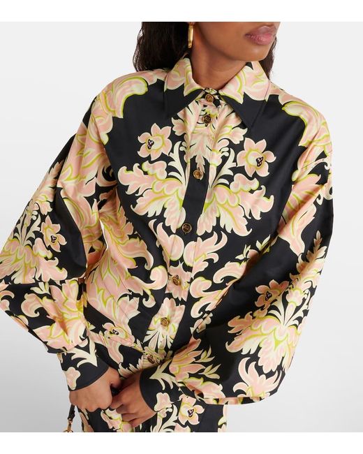 Etro Metallic Printed Cotton-Blend Maxi Shirt Dress