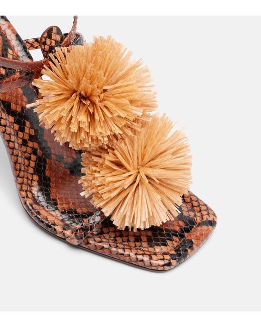 Ulla Johnson Brown Isolde Raffia-Trimmed Leather Sandals