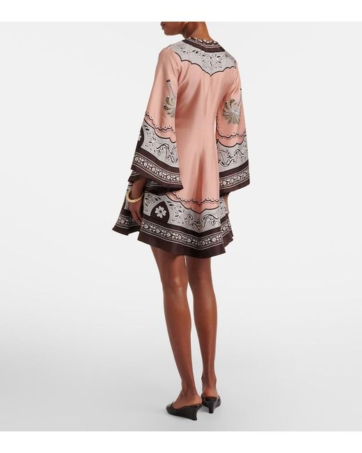 LaDoubleJ Brown Magnifico Printed Silk Twill Minidress