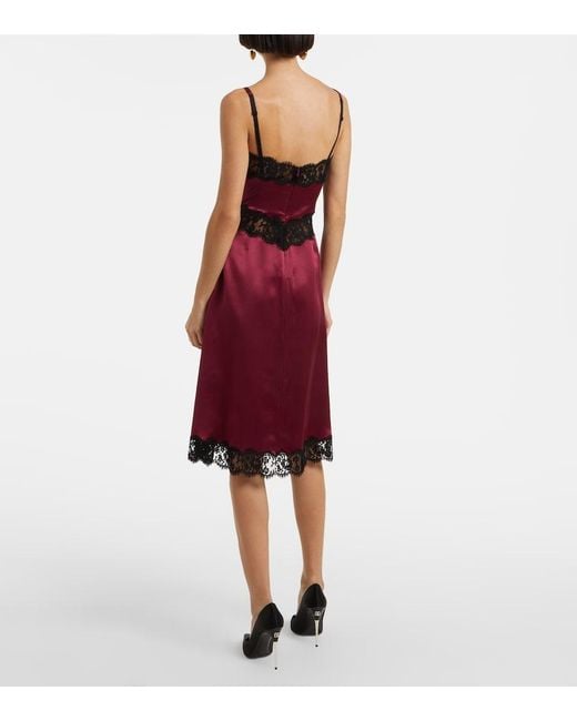Dolce & Gabbana Red Silk And Cotton-Blend Midi Dress