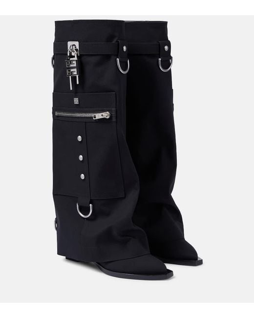 Stivali Shark Lock Cowboy con tasca e fibbie di Givenchy in Black
