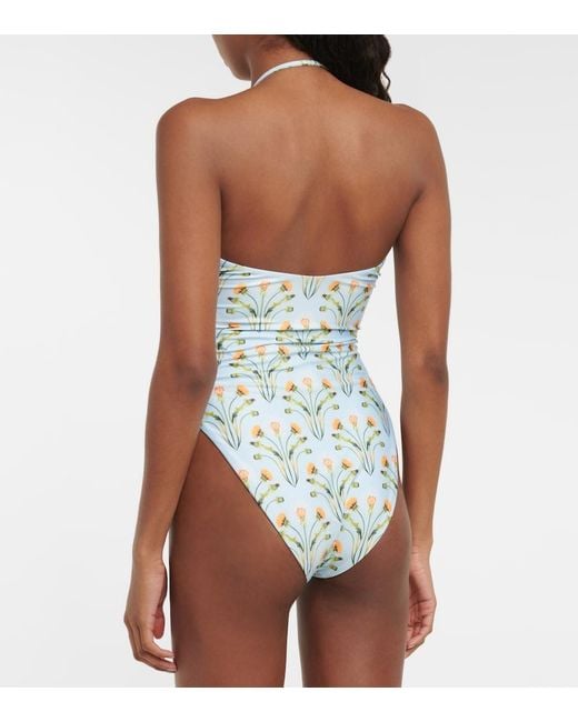 Agua Bendita Blue Floral-Print Swimsuit