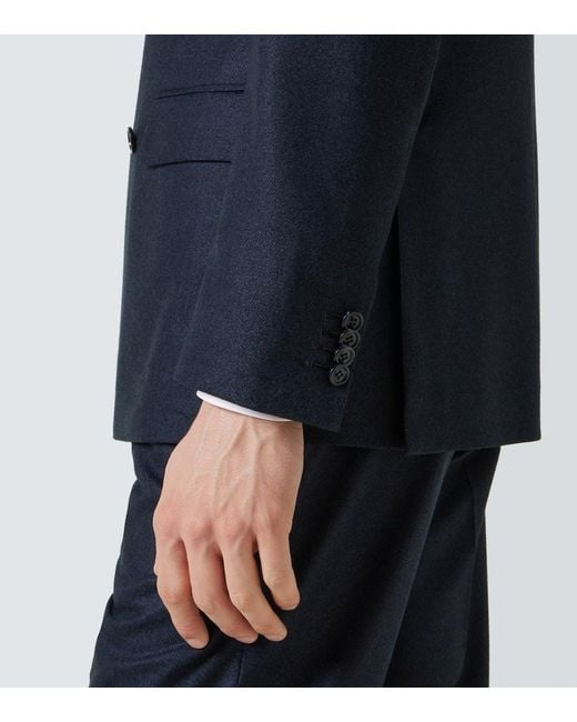 Brioni Blue Herringbone Wool Flannel Suit for men