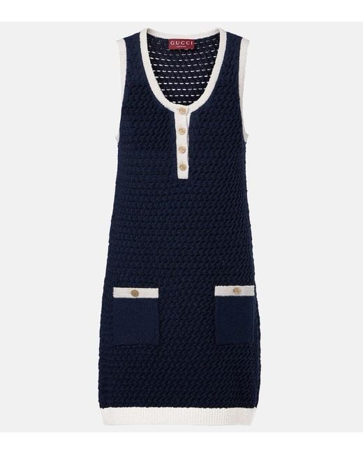 Gucci Blue Minikleid Aus Einem Baumwollgemisch