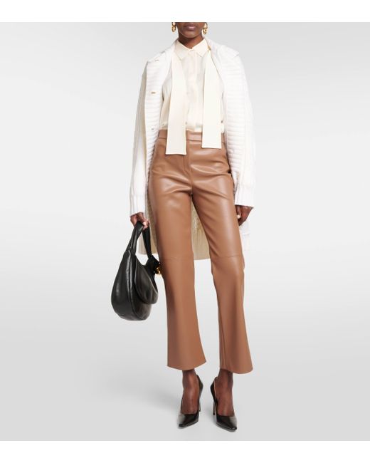 Max Mara Brown Sublime Faux Leather Flared Pants