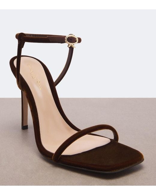 Gianvito Rossi Brown Velvet Sandals