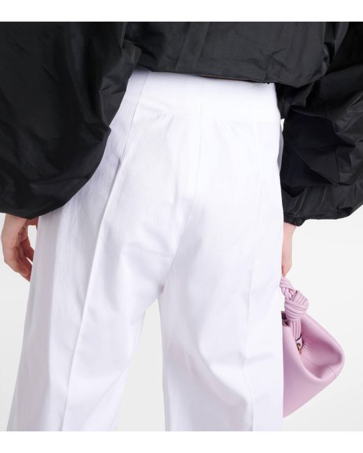 Patou White High-rise Cotton Wide-leg Pants