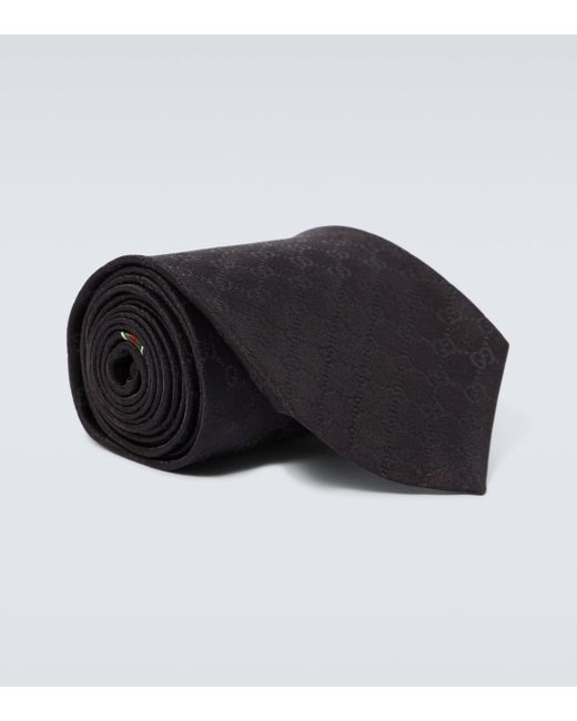 Gucci Black GG Silk Twill Tie for men
