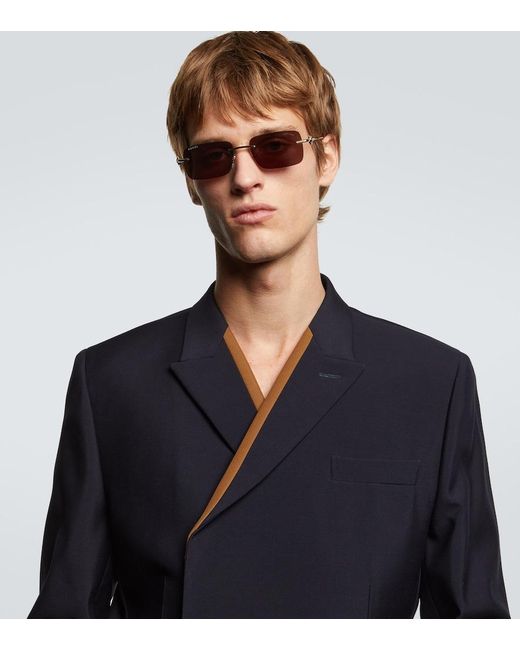 Gucci Brown Horsebit Rectangular Sunglasses for men
