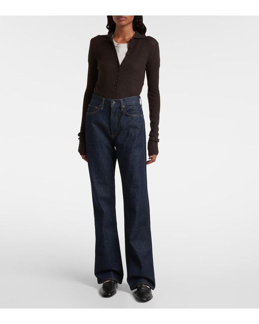 Agolde Blue Leena Mid-Rise Flared Jeans
