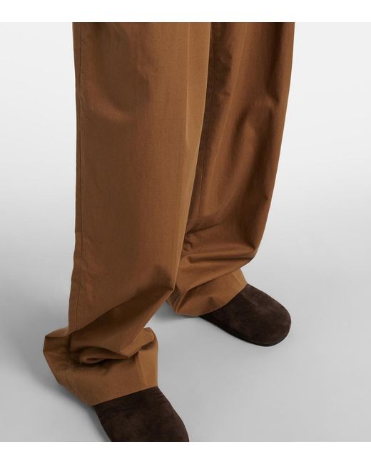 The Row Brown Igor Cotton And Cashmere Wide-Leg Pants
