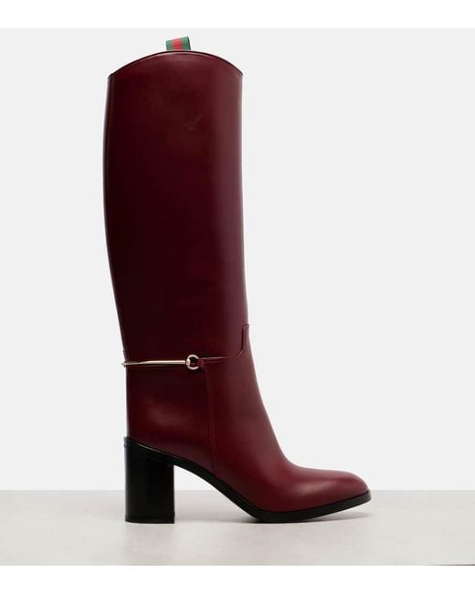 Gucci Red Damenstiefel Mit Schmalem Horsebit, Größe