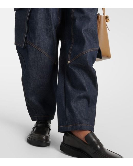 Jeans cargo anchos de tiro alto Loewe de color Blue
