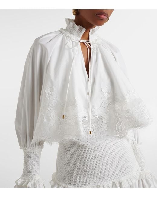 Zimmermann White Alchemy Lace-Trimmed Cotton Poplin Maxi Dress