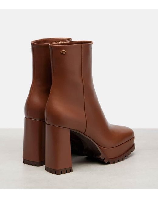 Gianvito Rossi Brown Harlem 70 Leather Platform Ankle Boots