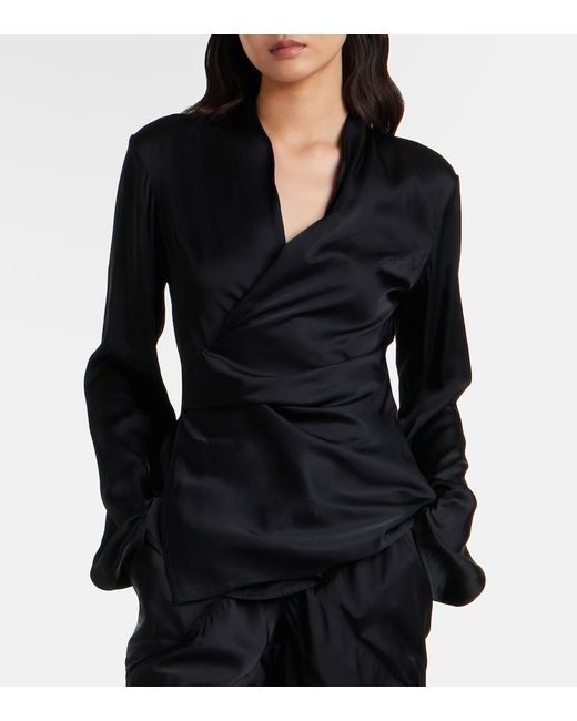 Rick Owens Black Laura Satin Wrap Top