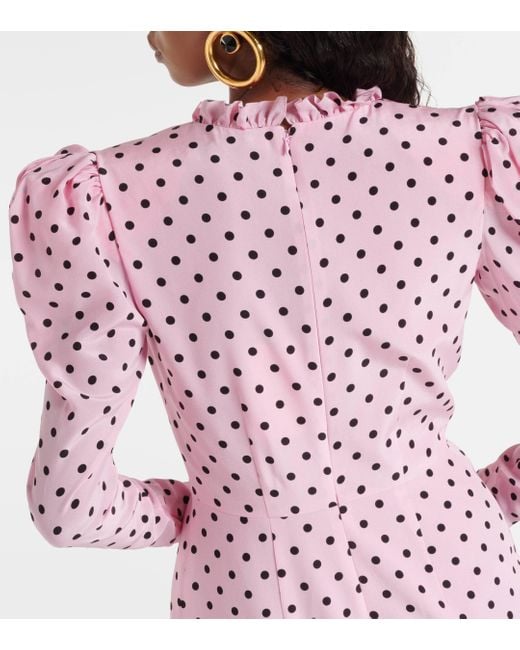 Alessandra Rich Pink Polka-dot Silk Minidress
