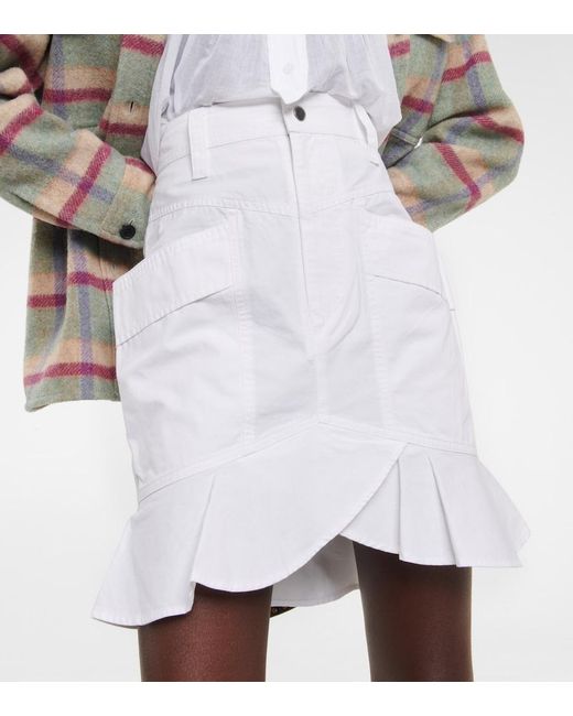 Isabel Marant White Regane Ruffle Cotton Skirt