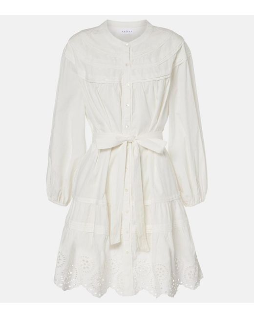 Velvet White Barb Broderie Anglaise Cotton Minidress