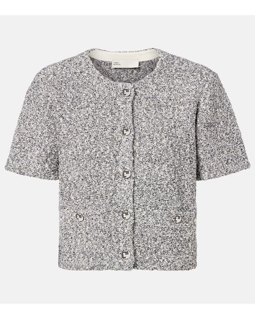 Tory Burch Gray Cropped Tweed Top