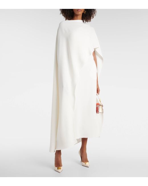 Robe midi asymetrique en soie Valentino en coloris White